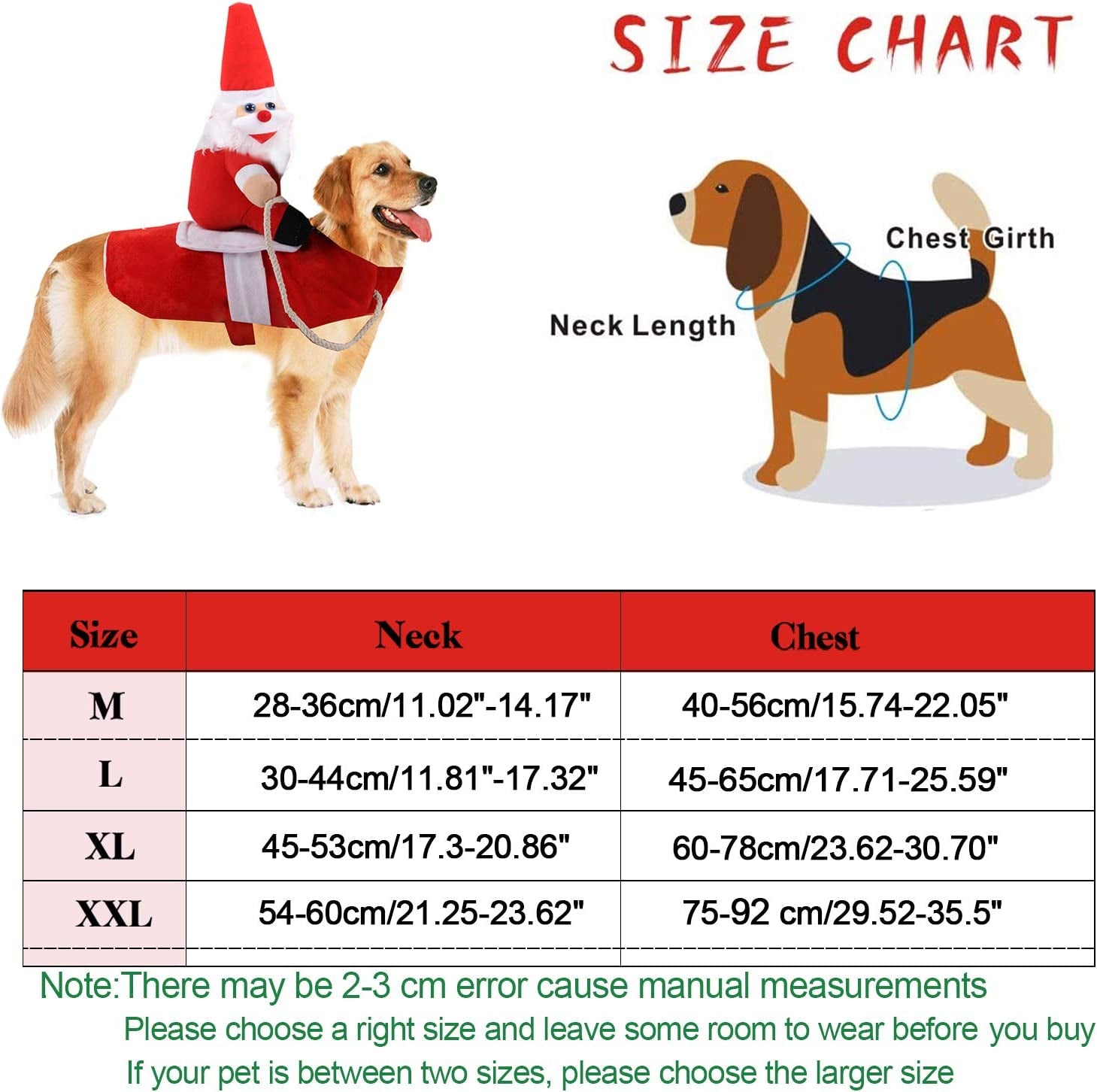 Funny Christmas Dog Costume Santa Claus Costume Riding on Dog (Large)