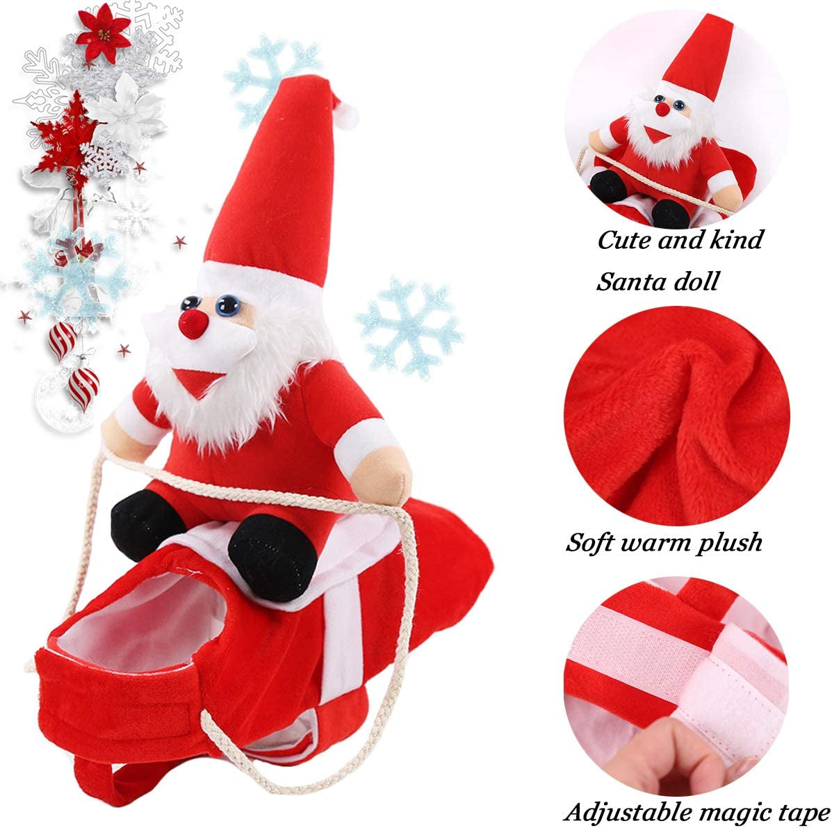 Funny Christmas Dog Costume Santa Claus Costume Riding on Dog (Large)