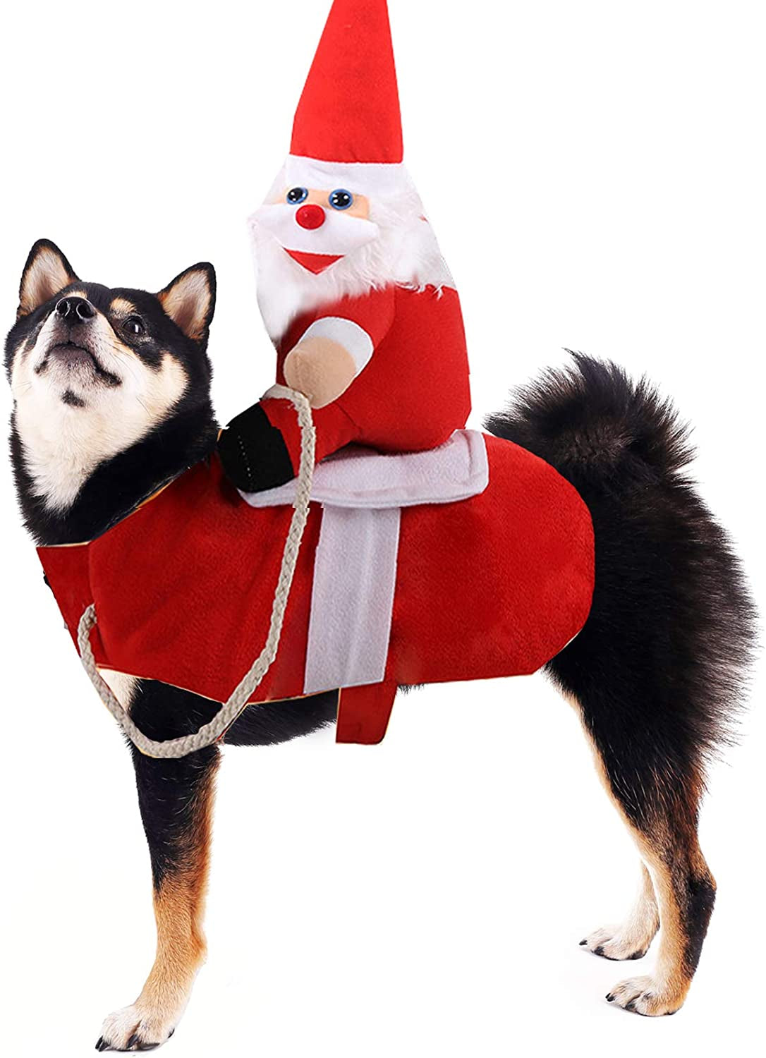 Funny Christmas Dog Costume Santa Claus Costume Riding on Dog (Large)